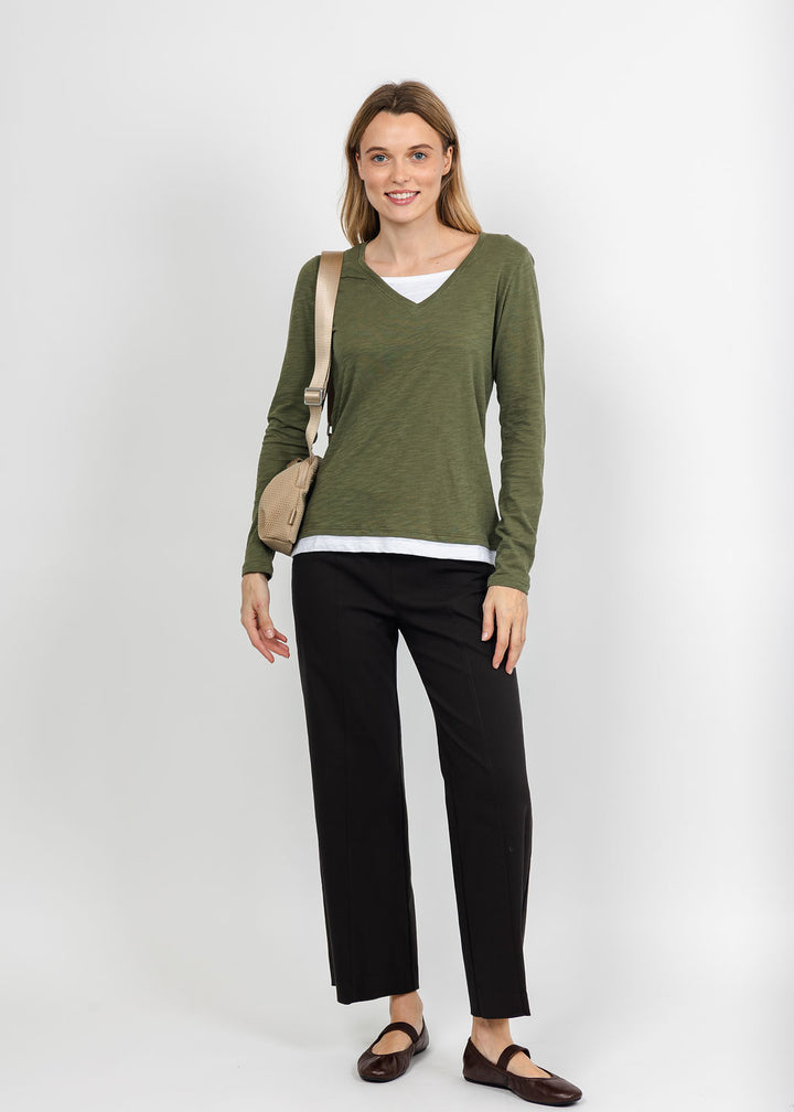 Elliott Lauren Darcy Double Layer Tee in Olive available at Barbara Katz