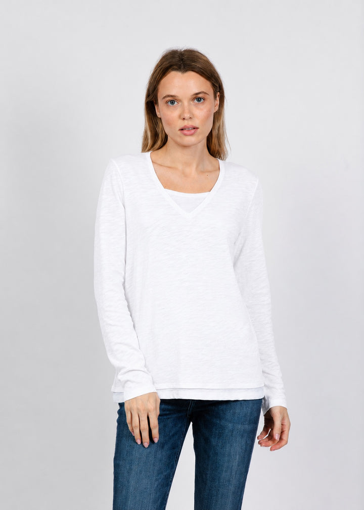 Elliott Lauren Darcy Double Layer Tee in White available at Barbara Katz