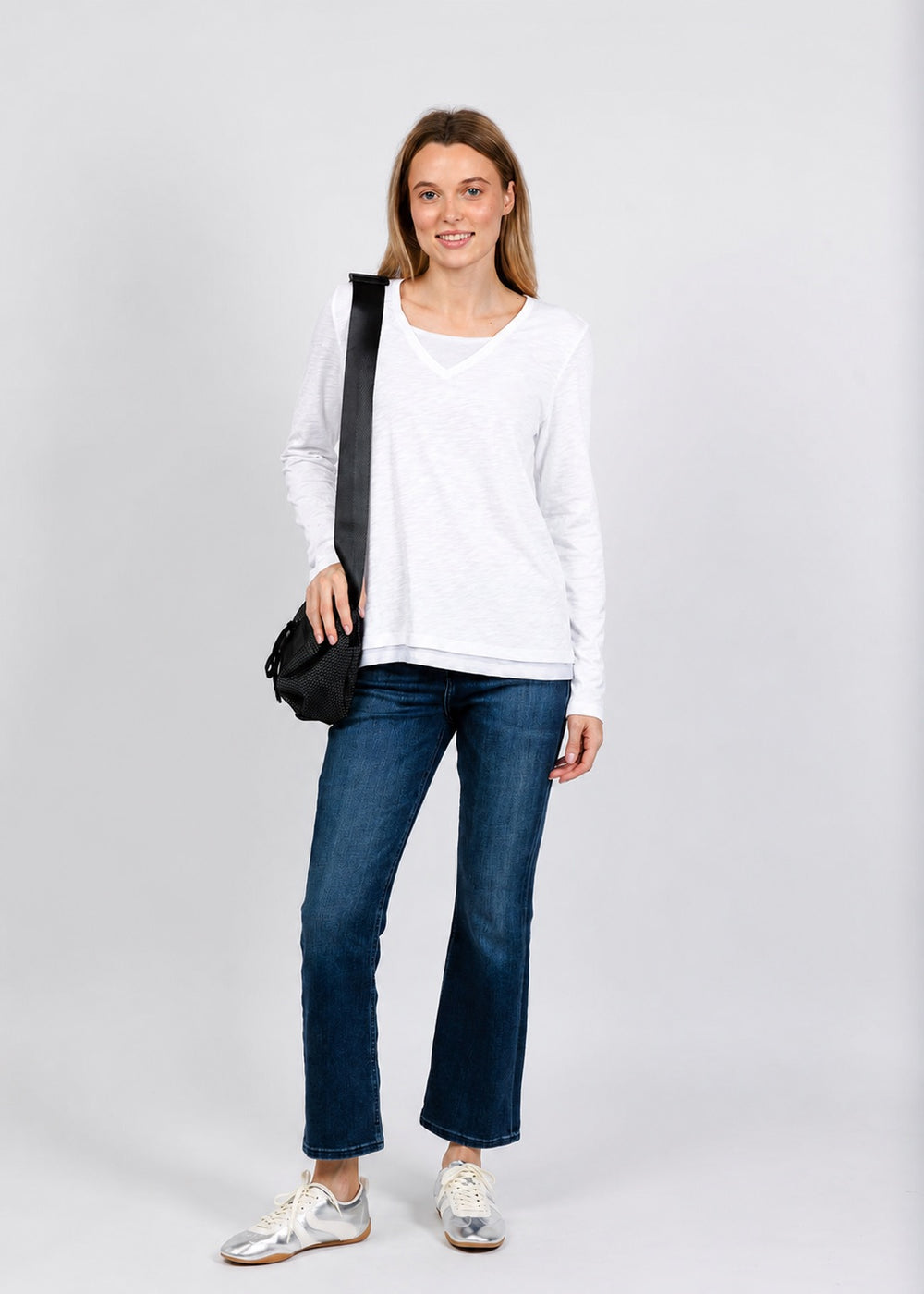 Elliott Lauren Darcy Double Layer Tee in White available at Barbara Katz