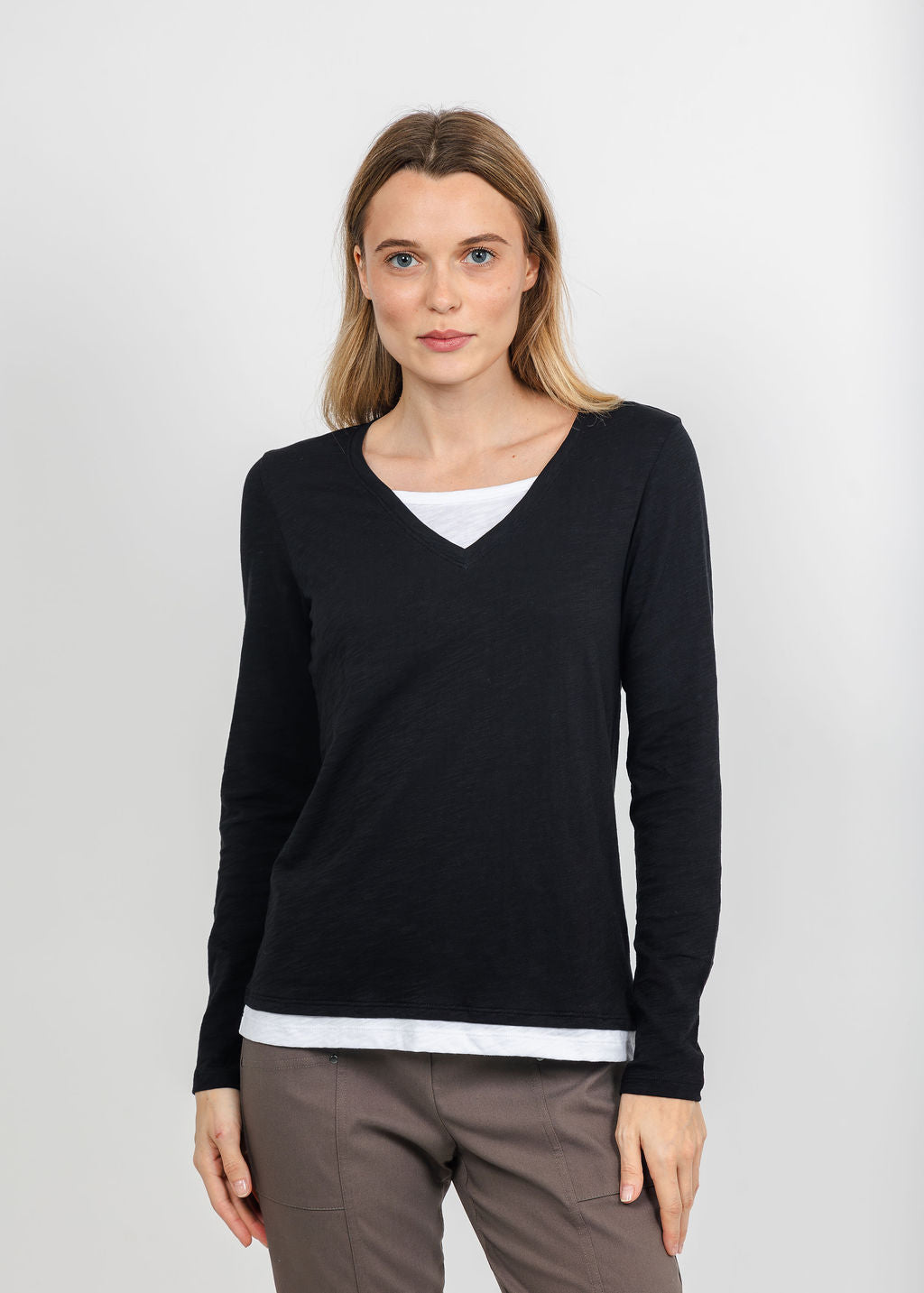 Elliott Lauren Darcy Double Layer Tee in Black available at Barbara Katz