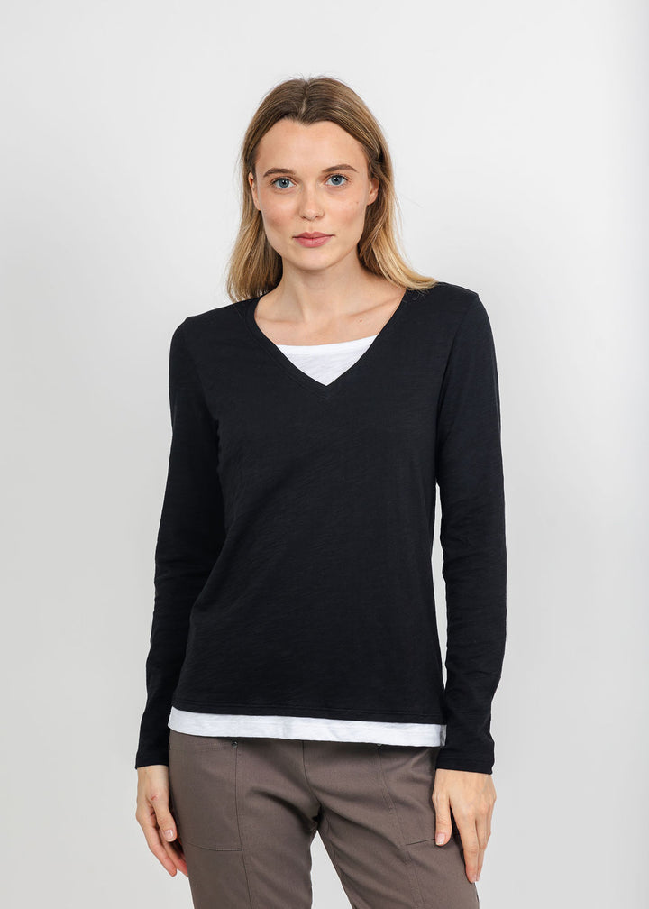 Elliott Lauren Darcy Double Layer Tee in Black available at Barbara Katz