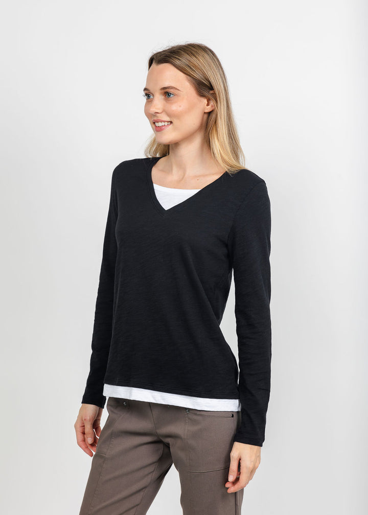 Elliott Lauren Darcy Double Layer Tee in Black available at Barbara Katz