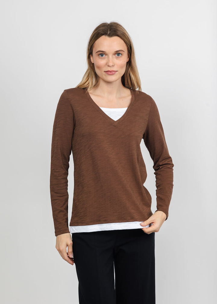 Elliott Lauren Darcy Double Layer Tee in Chocolate available at Barbara Katz