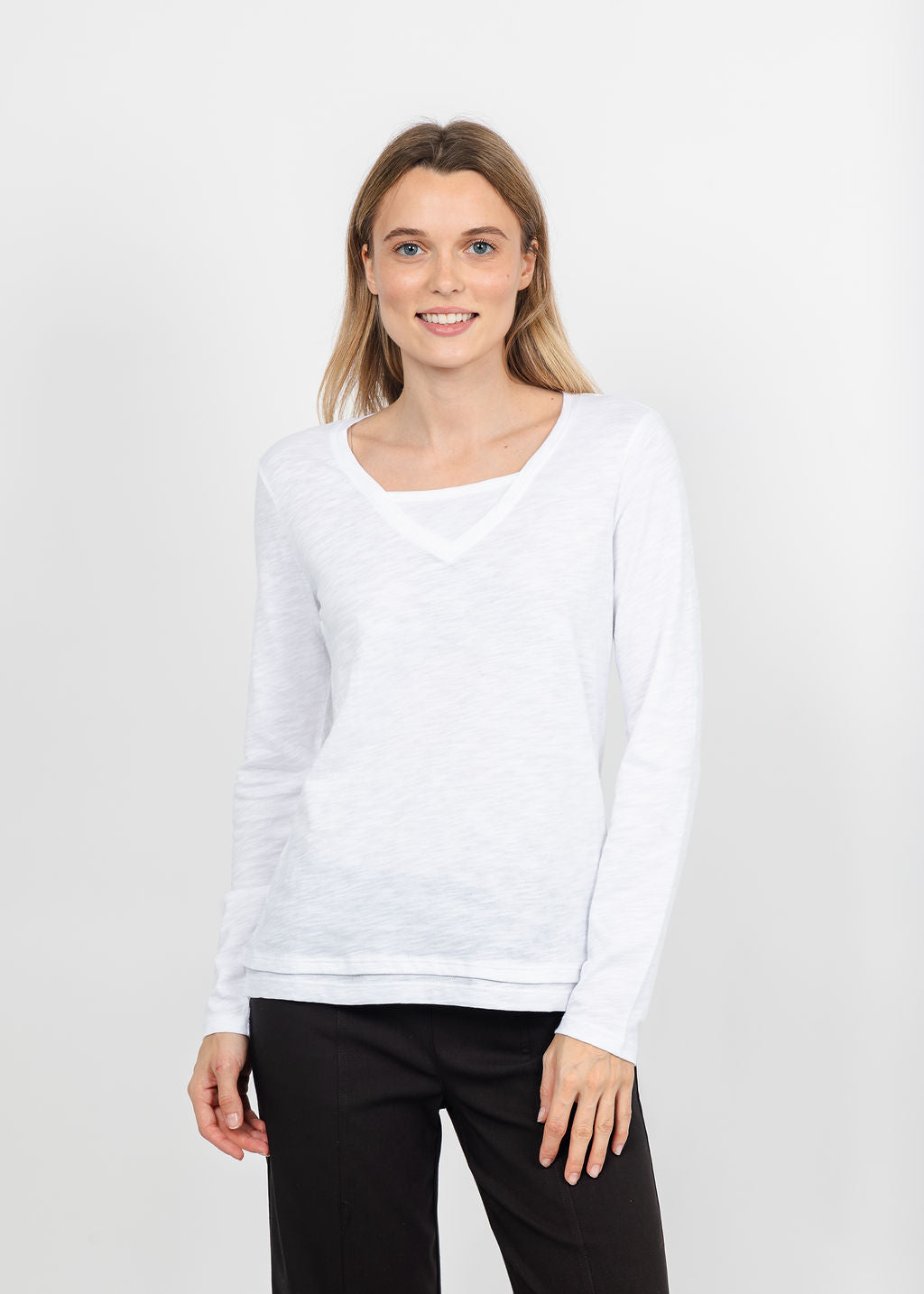 Elliott Lauren Darcy Double Layer Tee in White available at Barbara Katz