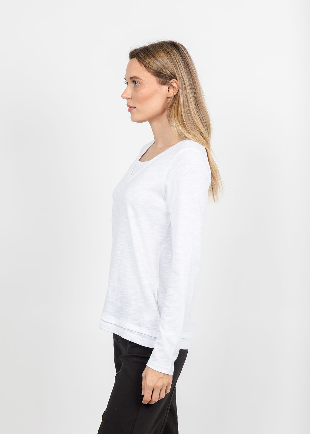 Elliott Lauren Darcy Double Layer Tee in White available at Barbara Katz