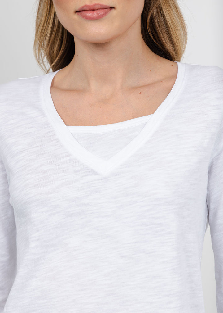 Elliott Lauren Darcy Double Layer Tee in White available at Barbara Katz