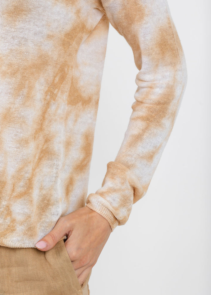 Elliott Lauren Daydreaming Printed V Neck Sweater in Latte available at Barbara Katz