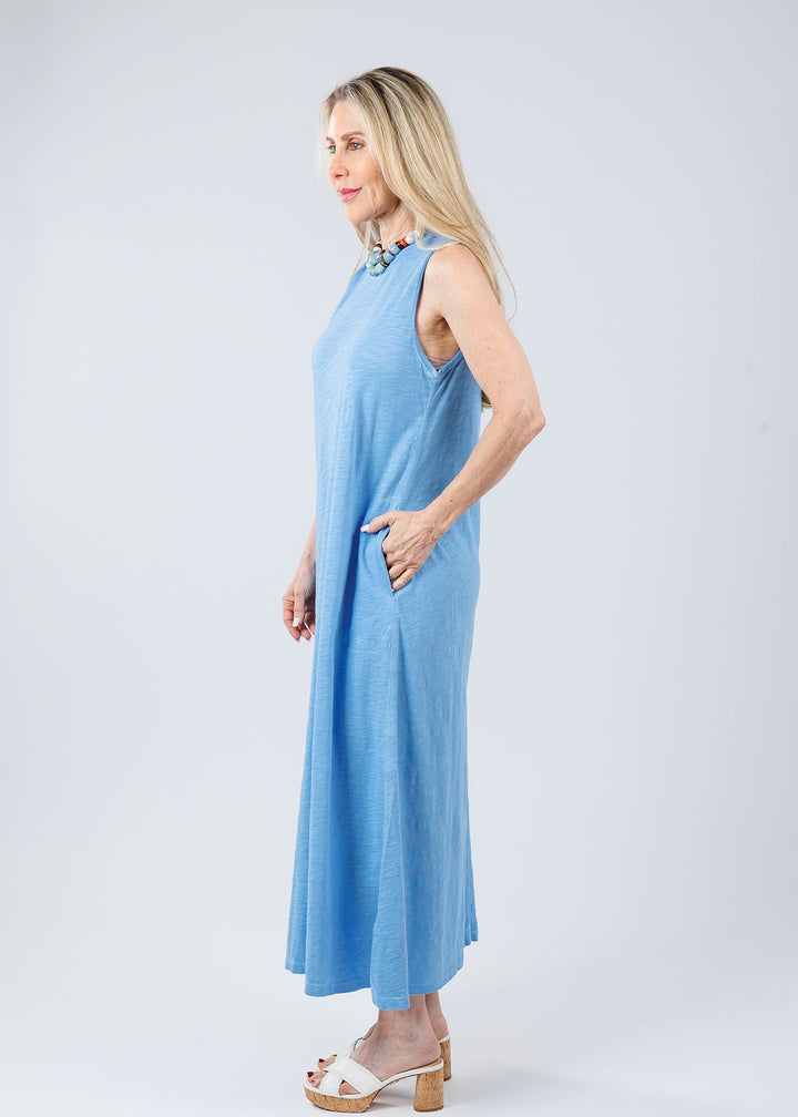 Elliott Lauren Donna Sleeveless Maxi Dress With Pocket in Denim available at Barbara Katz