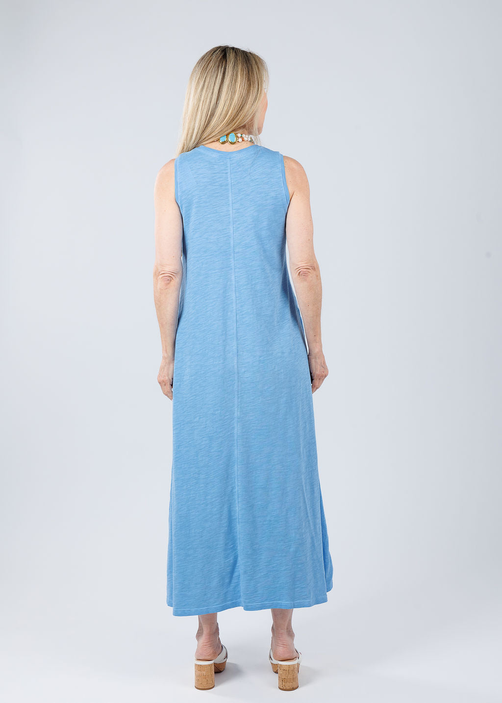 Elliott Lauren Donna Sleeveless Maxi Dress With Pocket in Denim available at Barbara Katz