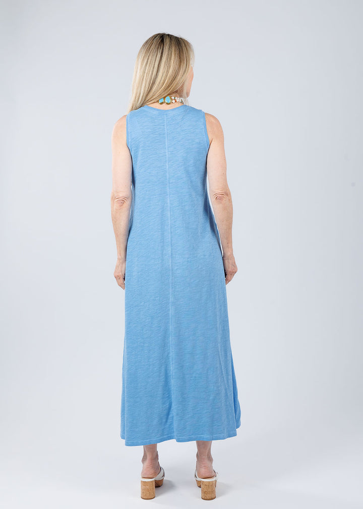 Elliott Lauren Donna Sleeveless Maxi Dress With Pocket in Denim available at Barbara Katz