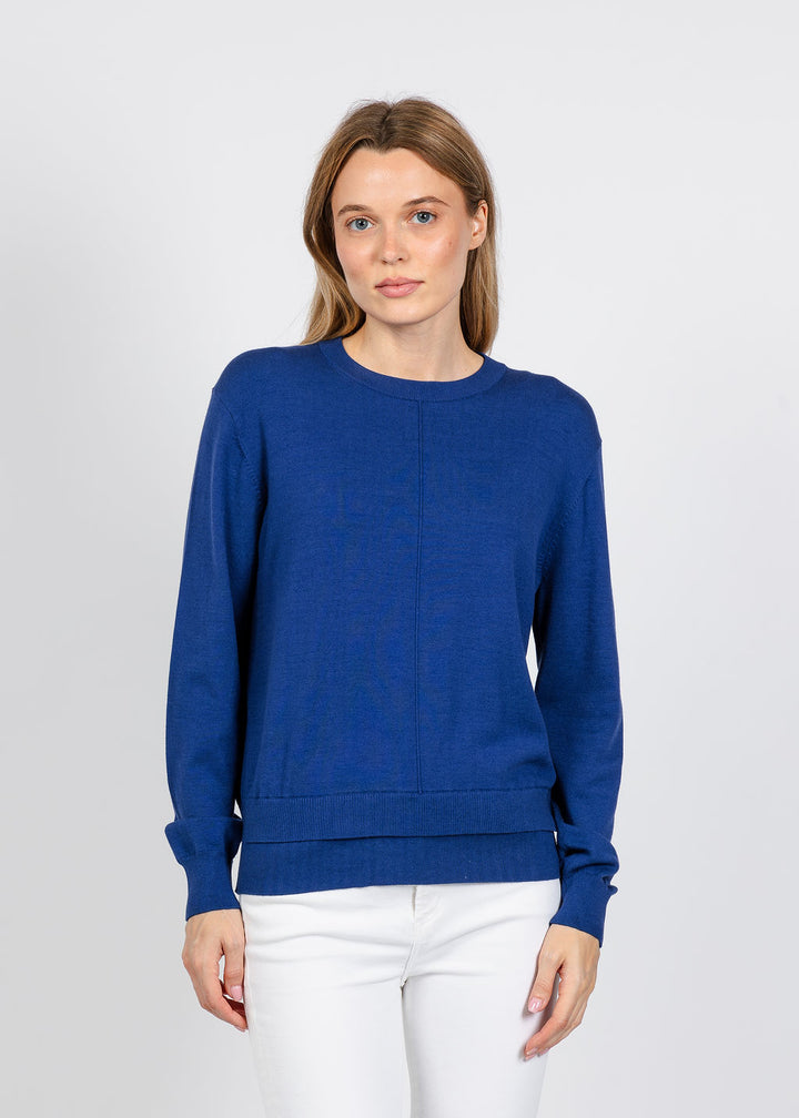 Elliott Lauren Double Hem Modal Knit Sweater in Blueberry available at Barbara Katz