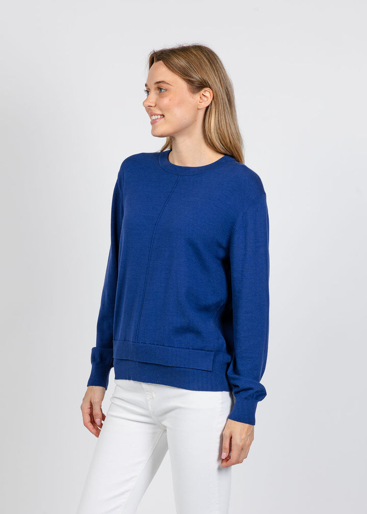 Elliott Lauren Double Hem Modal Knit Sweater in Blueberry available at Barbara Katz