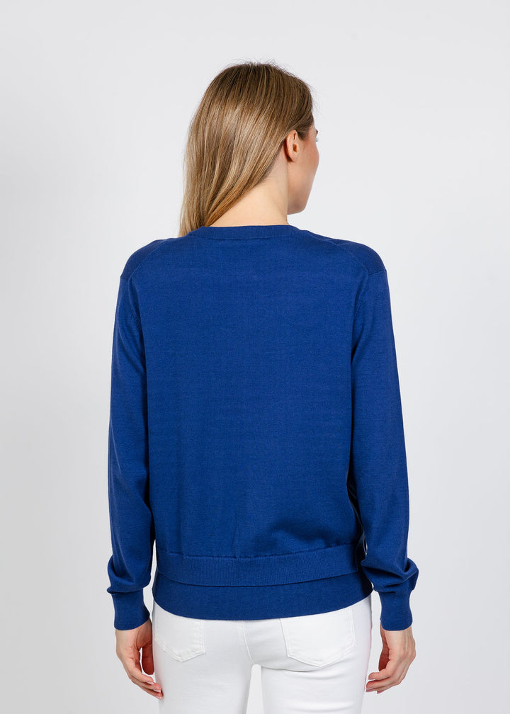 Elliott Lauren Double Hem Modal Knit Sweater in Blueberry available at Barbara Katz