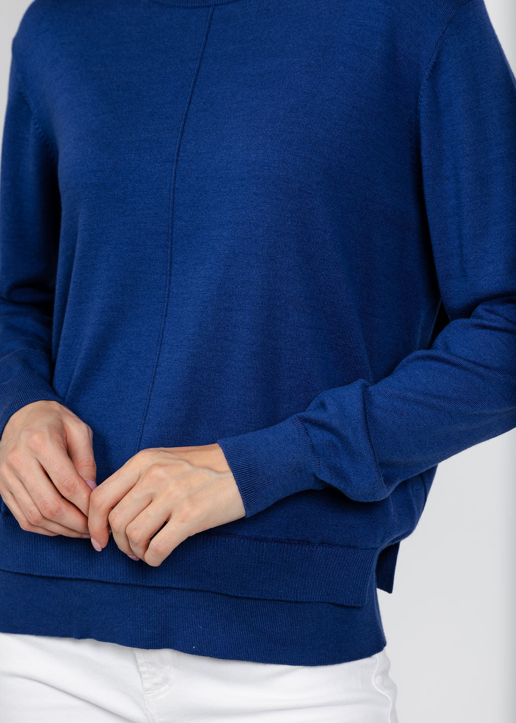 Elliott Lauren Double Hem Modal Knit Sweater in Blueberry available at Barbara Katz