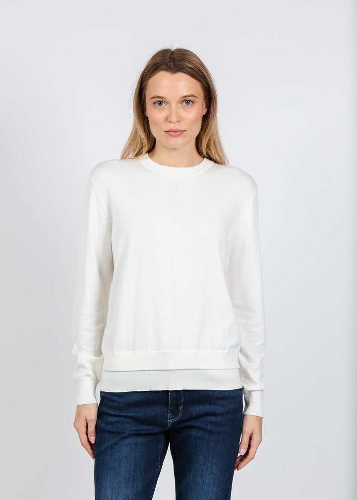 Elliott Lauren Double Hem Modal Knit Sweater in Cream available at Barbara Katz