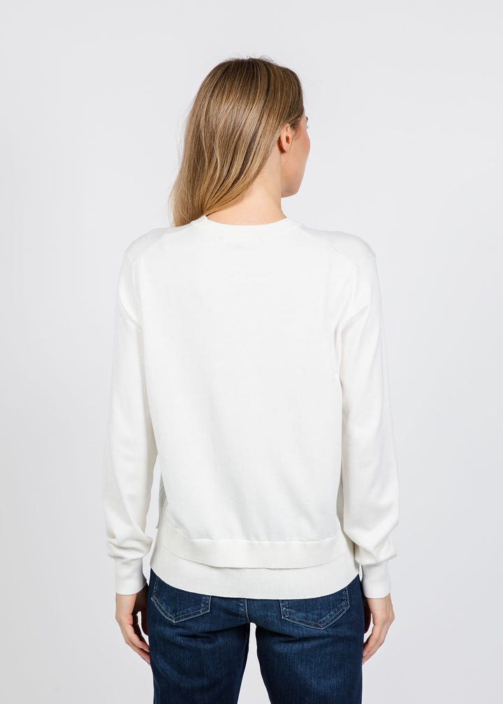 Elliott Lauren Double Hem Modal Knit Sweater in Cream available at Barbara Katz