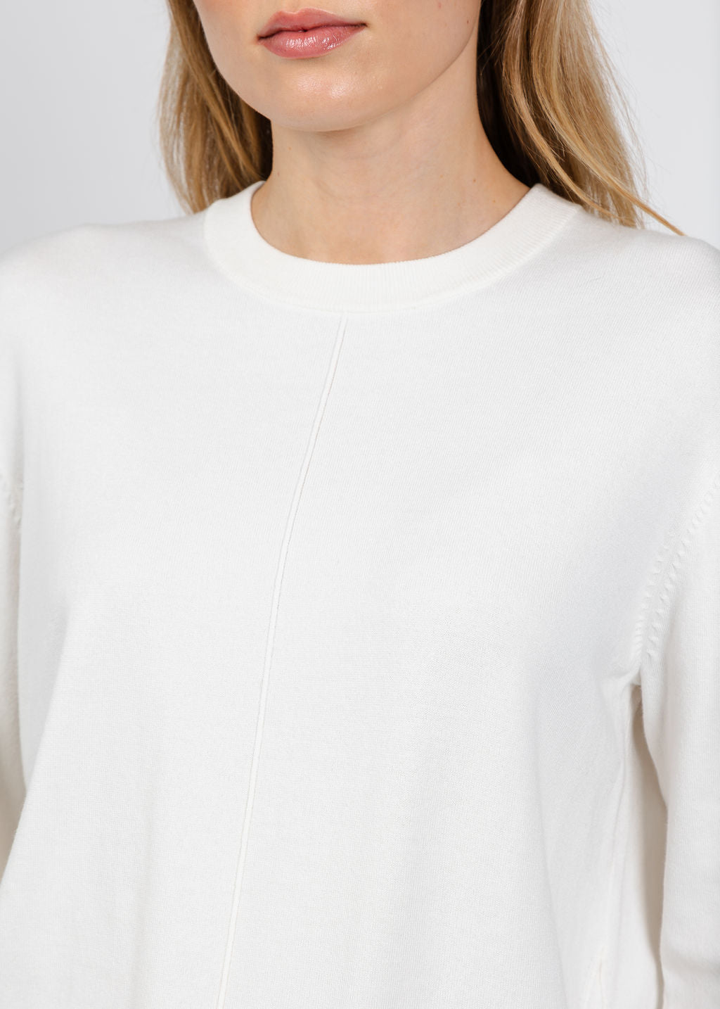 Elliott Lauren Double Hem Modal Knit Sweater in Cream available at Barbara Katz