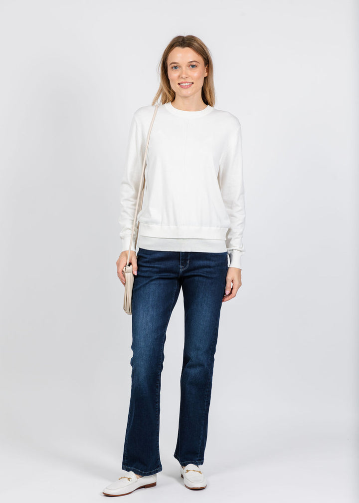 Elliott Lauren Double Hem Modal Knit Sweater in Cream available at Barbara Katz