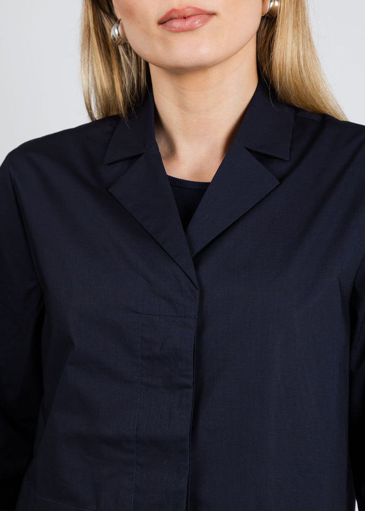 Elliott Lauren Double Up Button Front Crop Jacket in Navy available at Barbara Katz