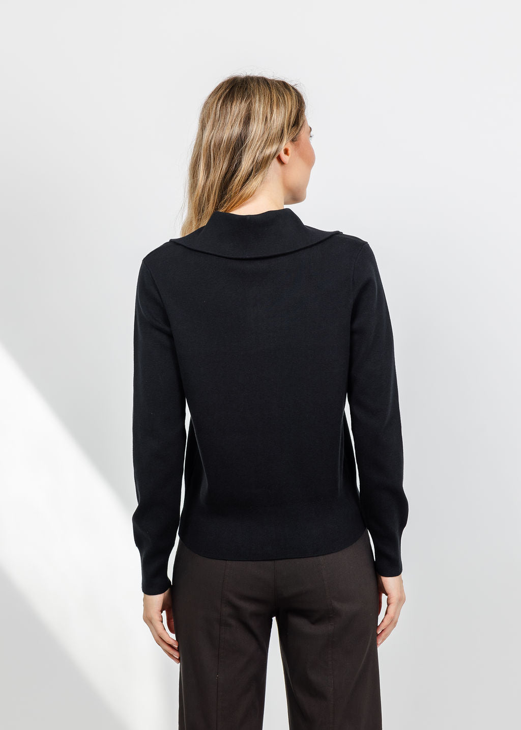 Elliott Lauren Double Zip Modal Knit Sweater in Black available at Barbara Katz