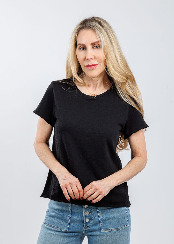 Elliott Lauren Drew Crew Boxy Tee in Black available at Barbara Katz