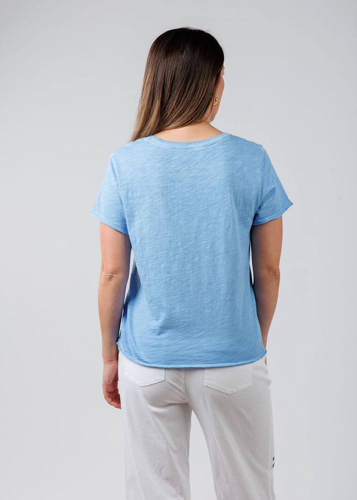 Elliott Lauren Drew Crew Boxy Tee in Denim available at Barbara Katz