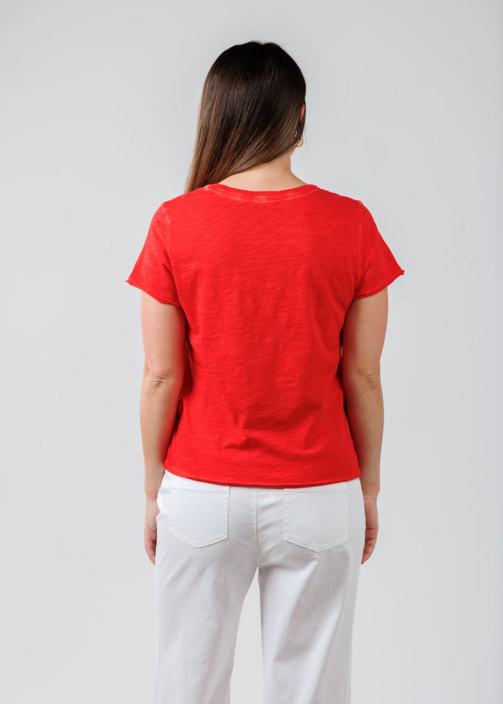 Elliott Lauren Drew Crew Boxy Tee in Poppy available at Barbara Katz