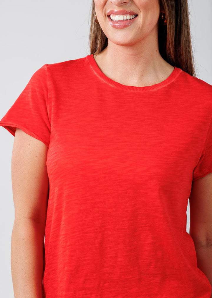 Elliott Lauren Drew Crew Boxy Tee in Poppy available at Barbara Katz