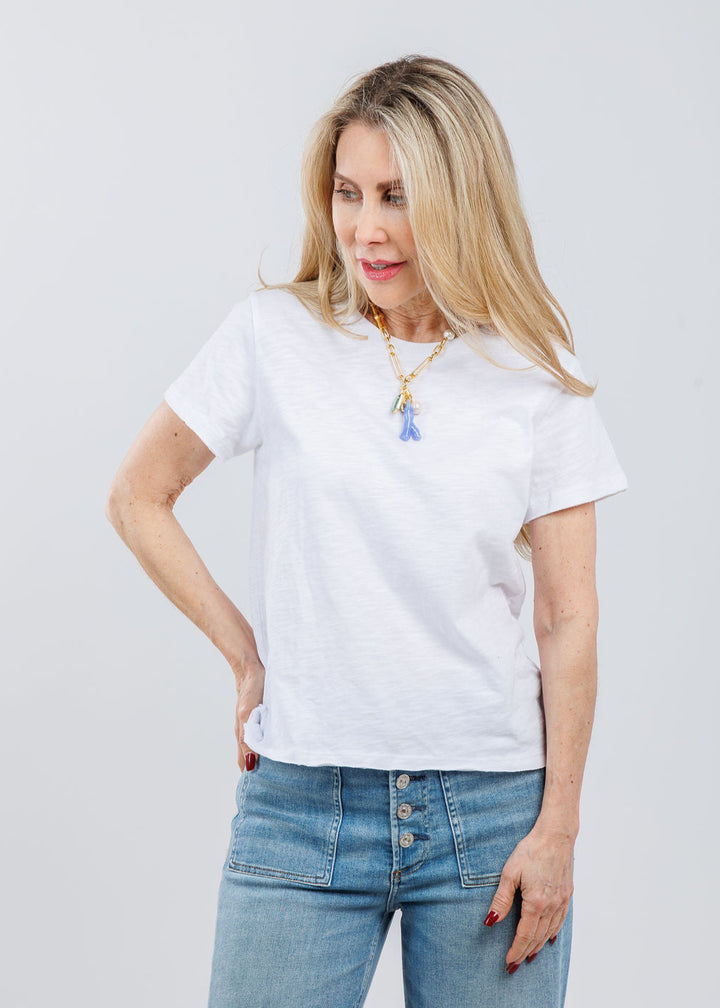 Elliott Lauren Drew Crew Boxy Tee in White available at Barbara Katz