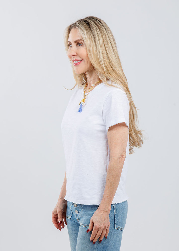 Elliott Lauren Drew Crew Boxy Tee in White available at Barbara Katz