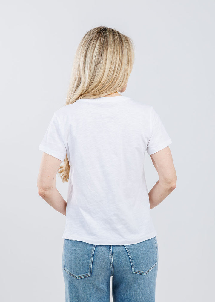 Elliott Lauren Drew Crew Boxy Tee in White available at Barbara Katz