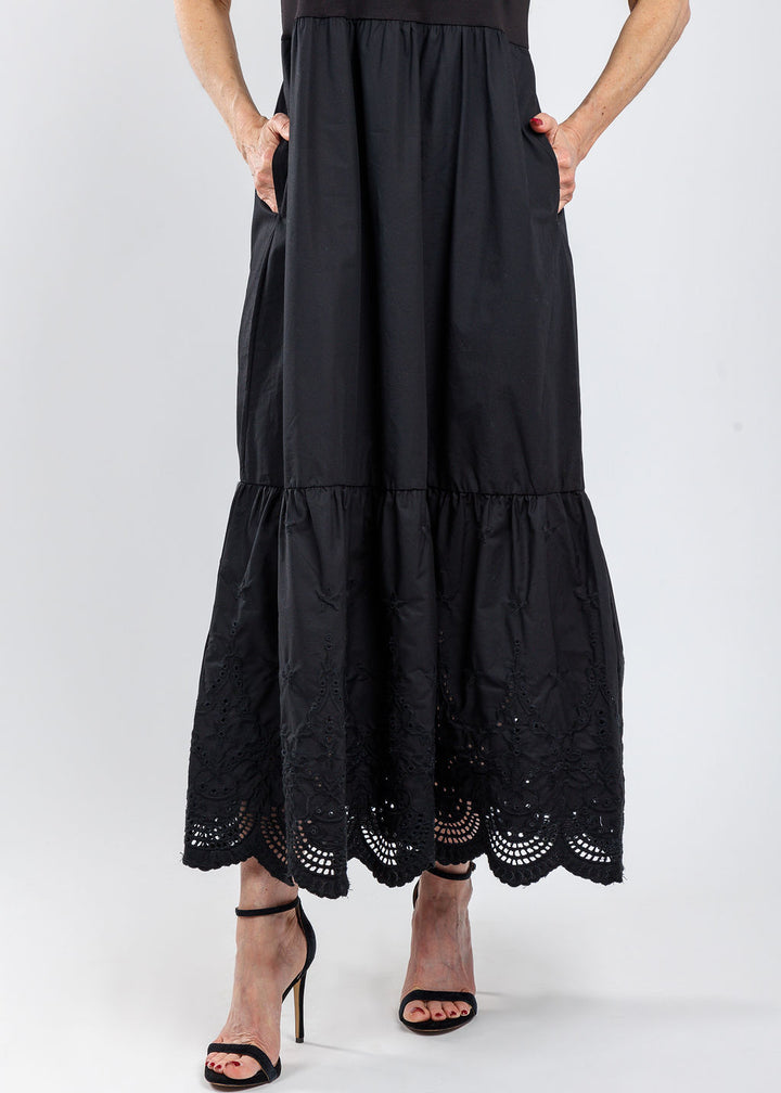 Elliott Lauren White Eyelet Dress in Black available at Barbara Katz