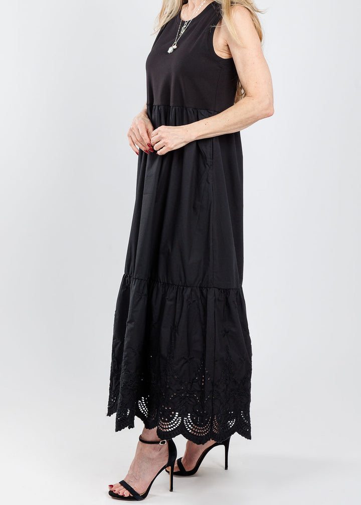 Elliott Lauren White Eyelet Dress in Black available at Barbara Katz