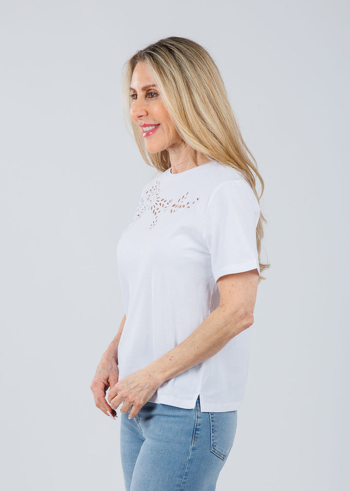 Elliott Lauren Eyelet Tee in White available at Barbara Katz