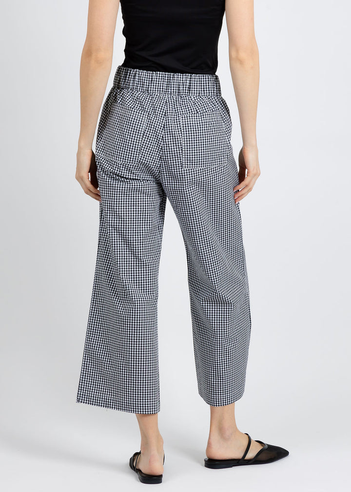 Elliott Lauren Gingham Patch Pocket Pull-On Pants in Black/White available at Barbara Katz