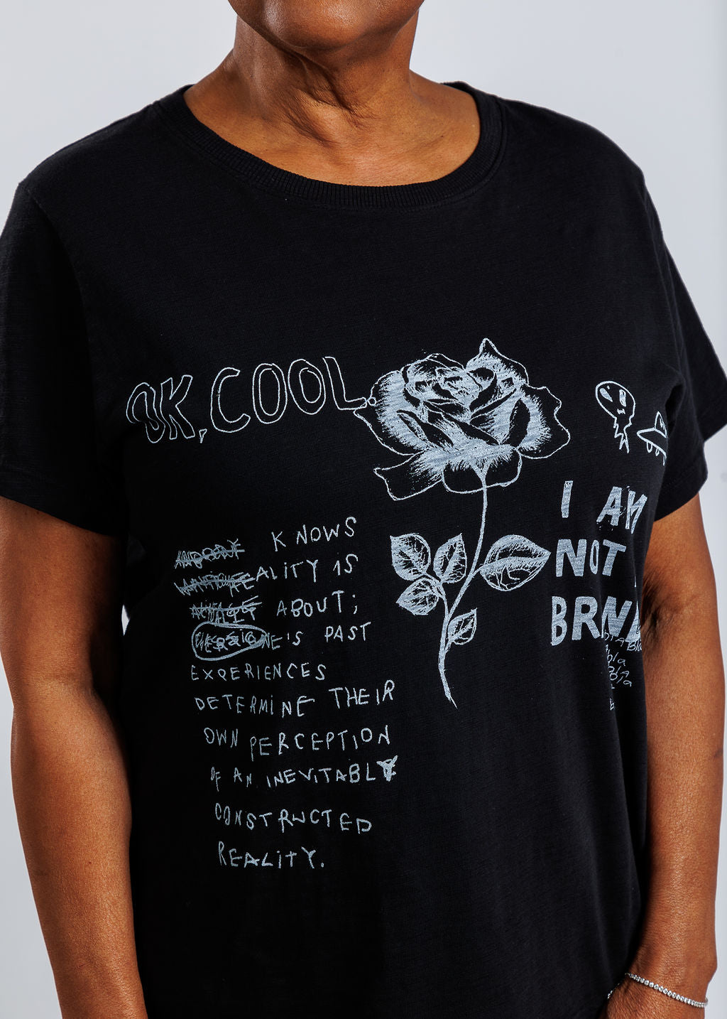 Elliott Lauren Graffiti Short Sleeve Graphic Tee in Black available at Barbara Katz