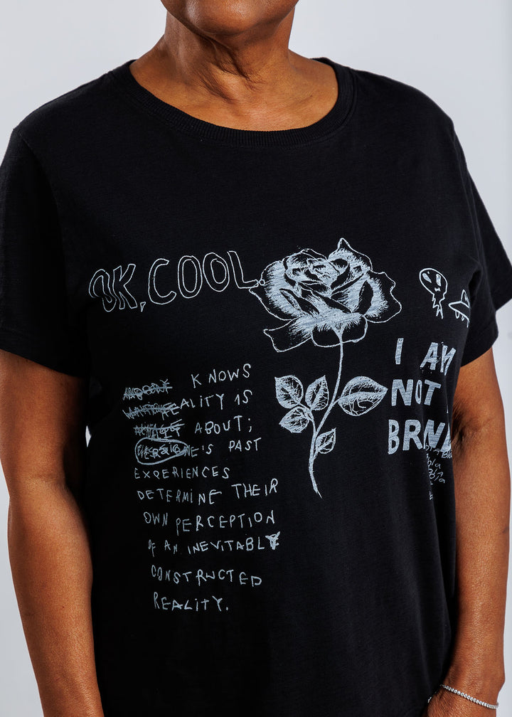 Elliott Lauren Graffiti Short Sleeve Graphic Tee in Black available at Barbara Katz