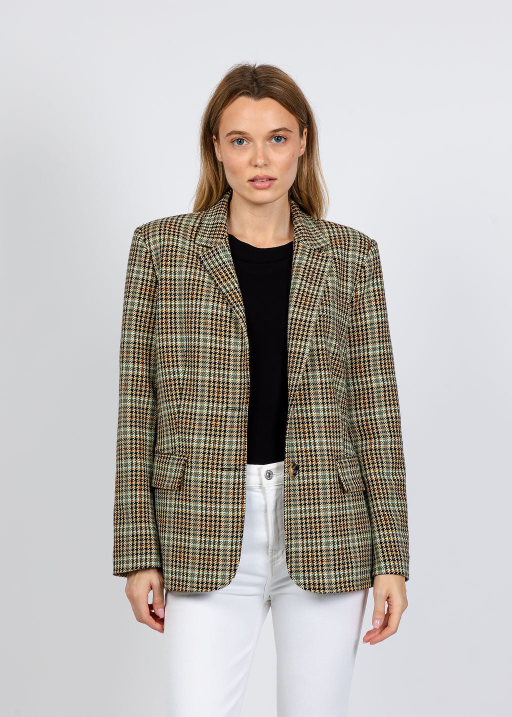 Elliott Lauren Heritage Check Blazer in Brown available at Barbara Katz