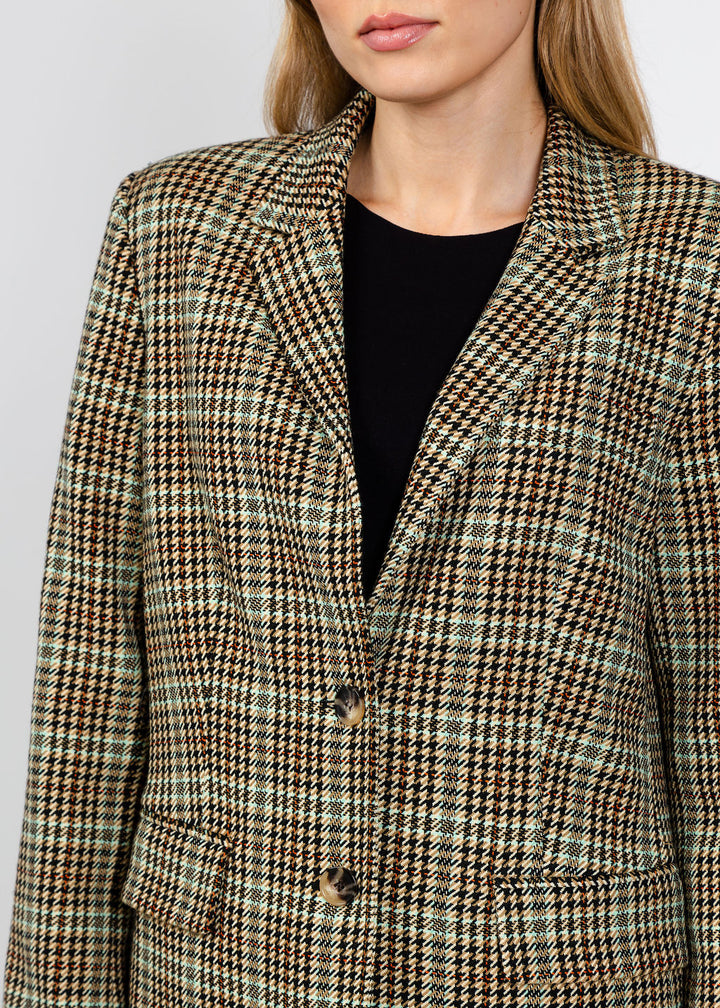Elliott Lauren Heritage Check Blazer in Brown available at Barbara Katz