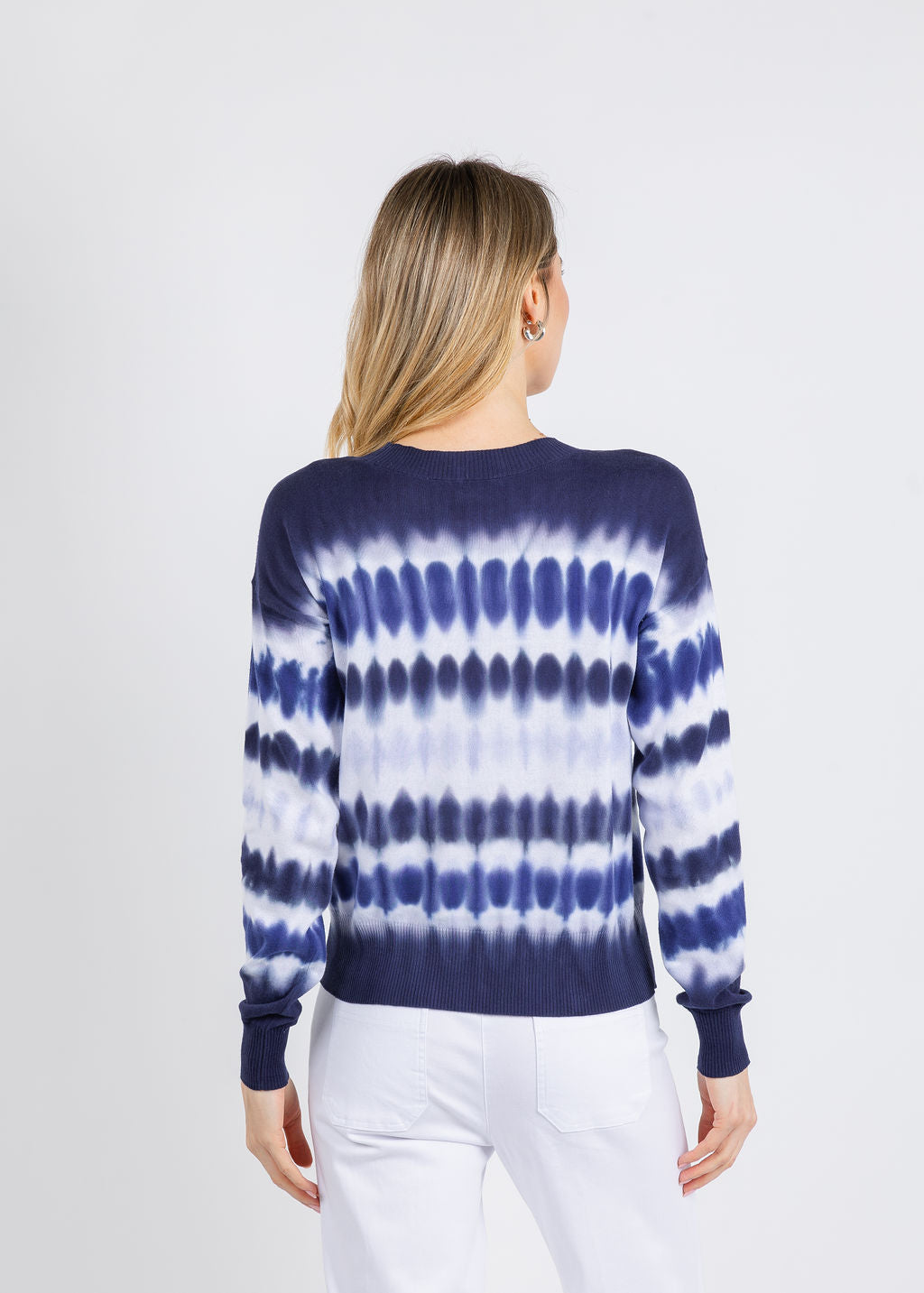 Elliott Lauren Horizontal Tie Dye Sweater in Navy available at Barbara Katz