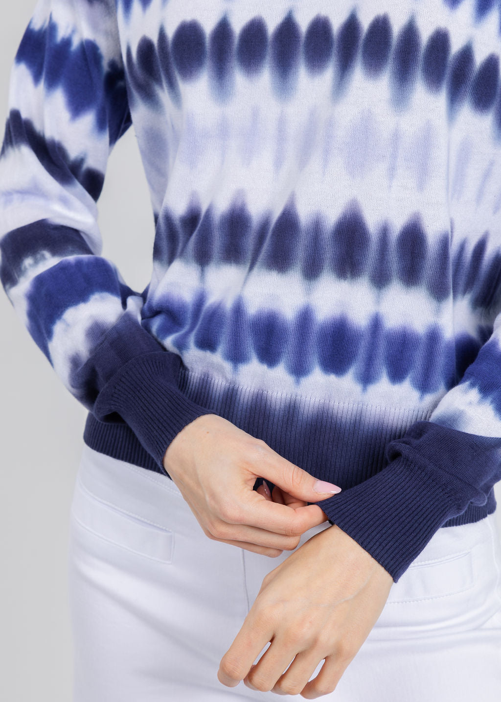Elliott Lauren Horizontal Tie Dye Sweater in Navy available at Barbara Katz