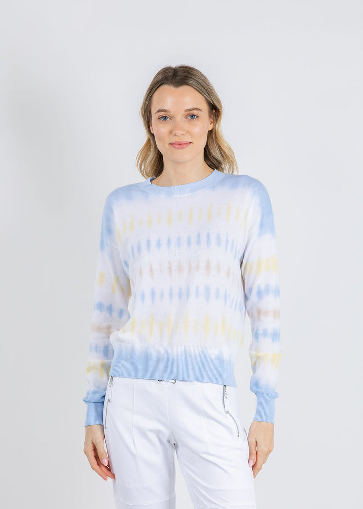 Elliott Lauren Horizontal Tie Dye Sweater in Yellow available at Barbara Katz