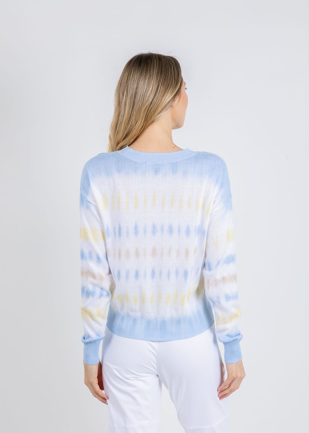Elliott Lauren Horizontal Tie Dye Sweater in Yellow available at Barbara Katz