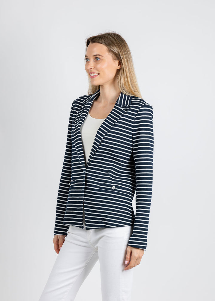 Elliott Lauren Knit Stripe Blazer in Sails Pitch available at Barbara Katz