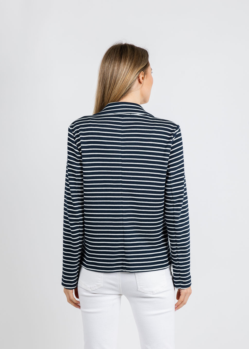 Elliott Lauren Knit Stripe Blazer in Sails Pitch available at Barbara Katz