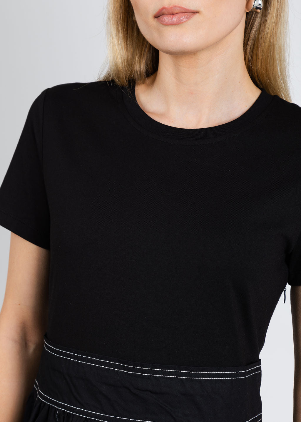 Elliott Lauren Knit Woven Combo Dress in Black available at Barbara Katz
