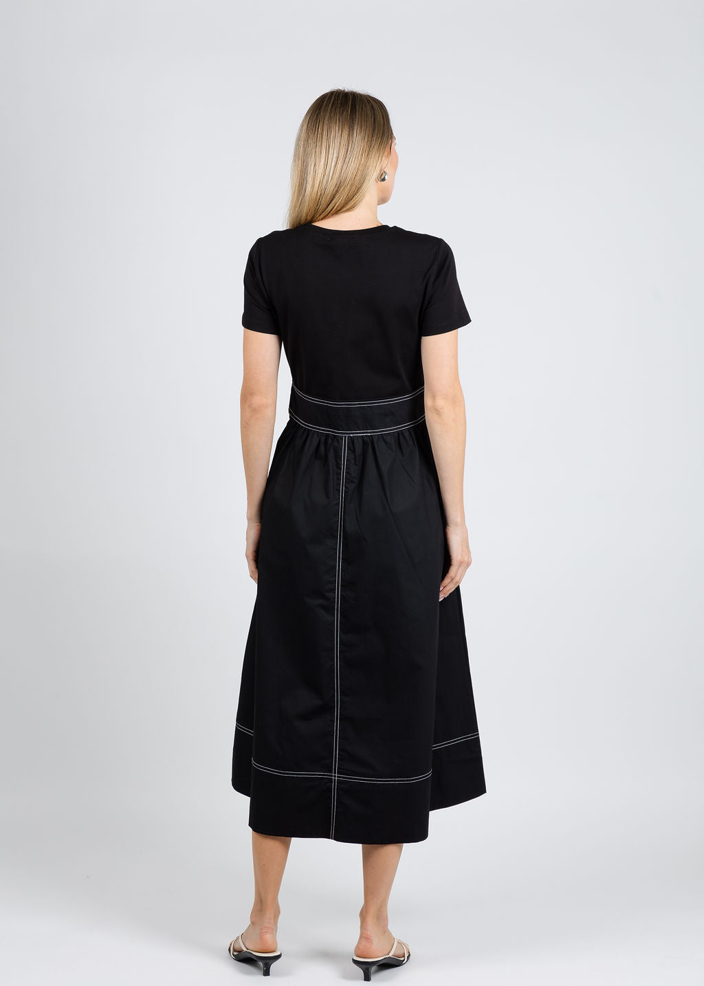 Elliott Lauren Knit Woven Combo Dress in Black available at Barbara Katz