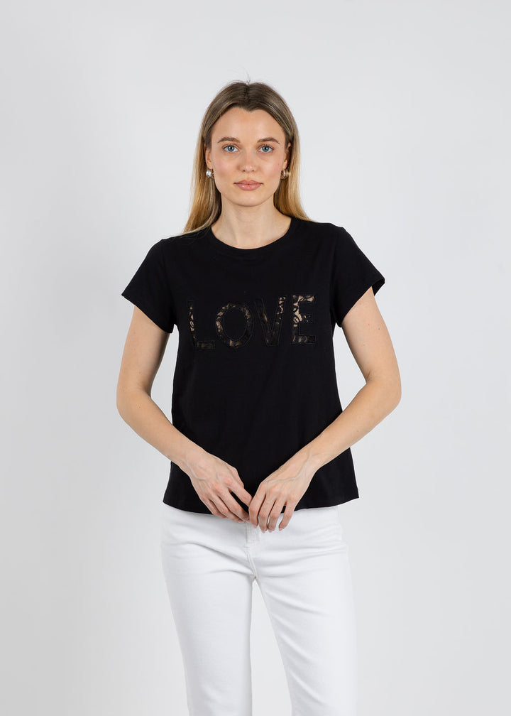 Elliott Lauren Lace Love Tee in Black available at Barbara Katz