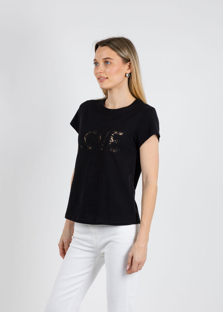 Elliott Lauren Lace Love Tee in Black available at Barbara Katz