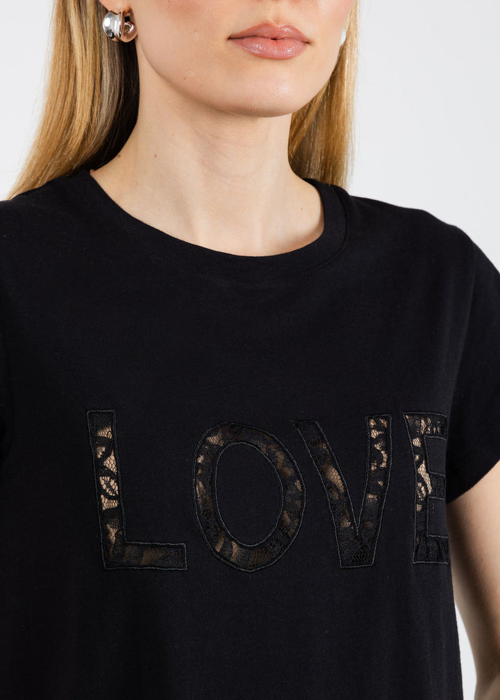 Elliott Lauren Lace Love Tee in Black available at Barbara Katz